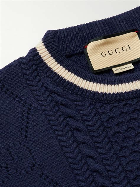 gucci cable knit sweater with signature stripe tied neckline|gucci handbags.